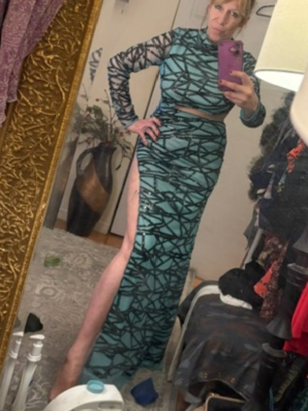Fashion Nova Sequin Cut Out Maxi Dress, Sz L